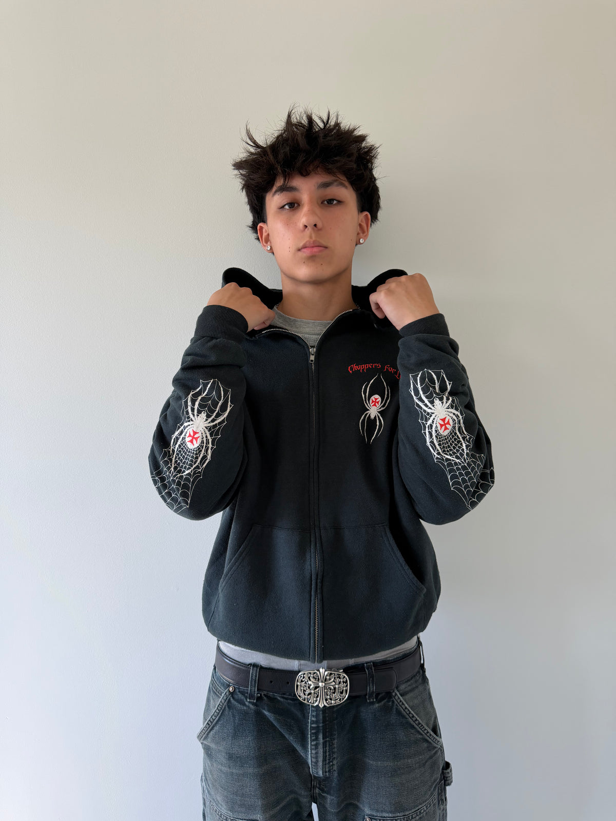 West Coast Choppers Spider Zip Up Hoodie - L (24x27)