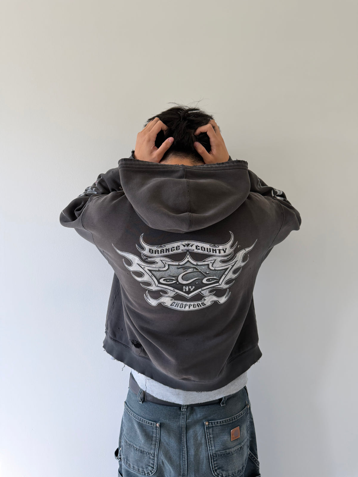 Vintage Faded and Distressed Orange County Choppers Blades Hoodie - L (26x23.5)
