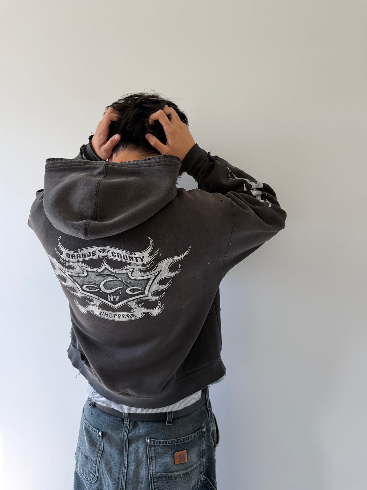 Vintage Faded and Distressed Orange County Choppers Blades Hoodie - L (26x23.5)