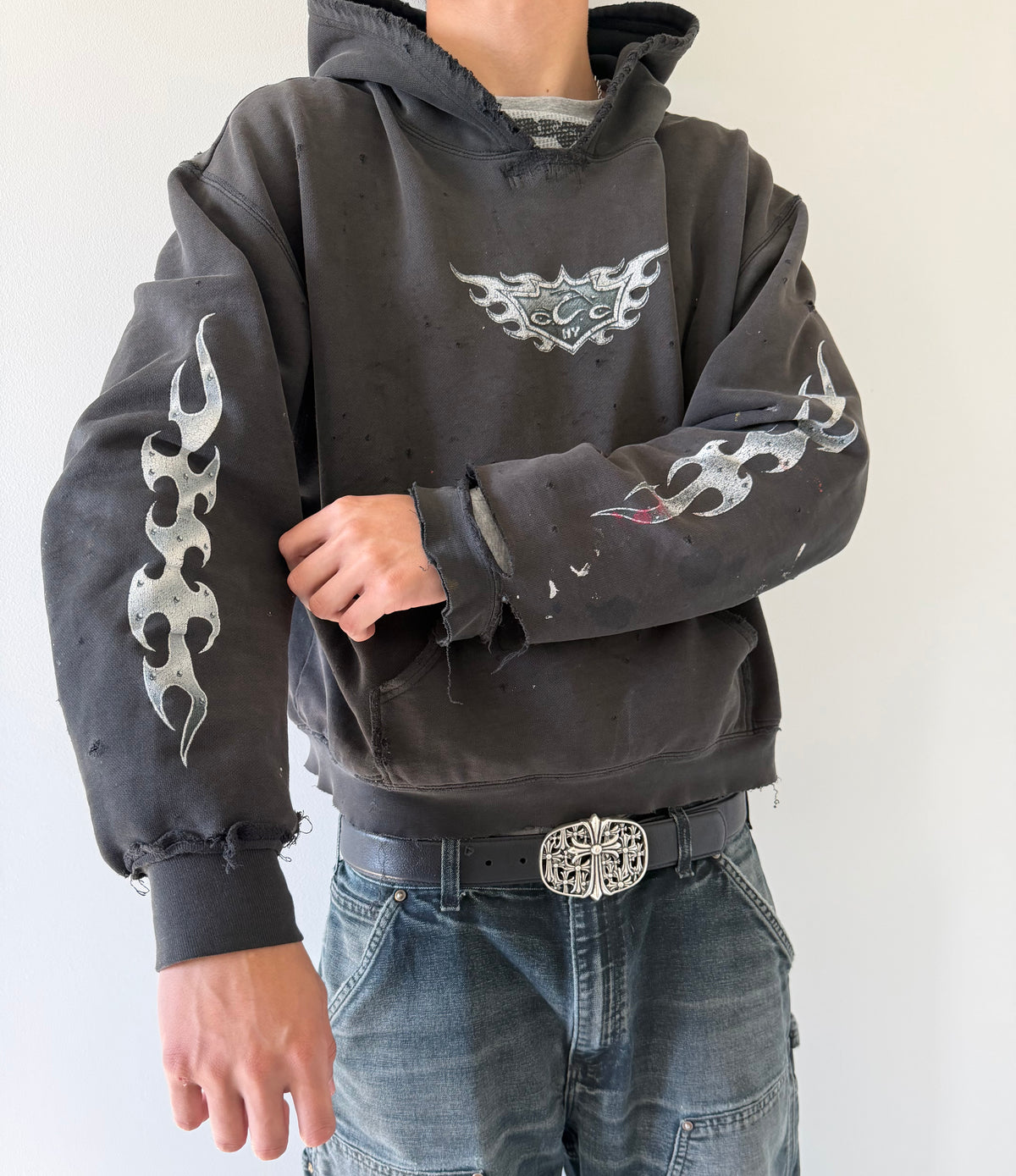 Vintage Faded and Distressed Orange County Choppers Blades Hoodie - L (26x23.5)