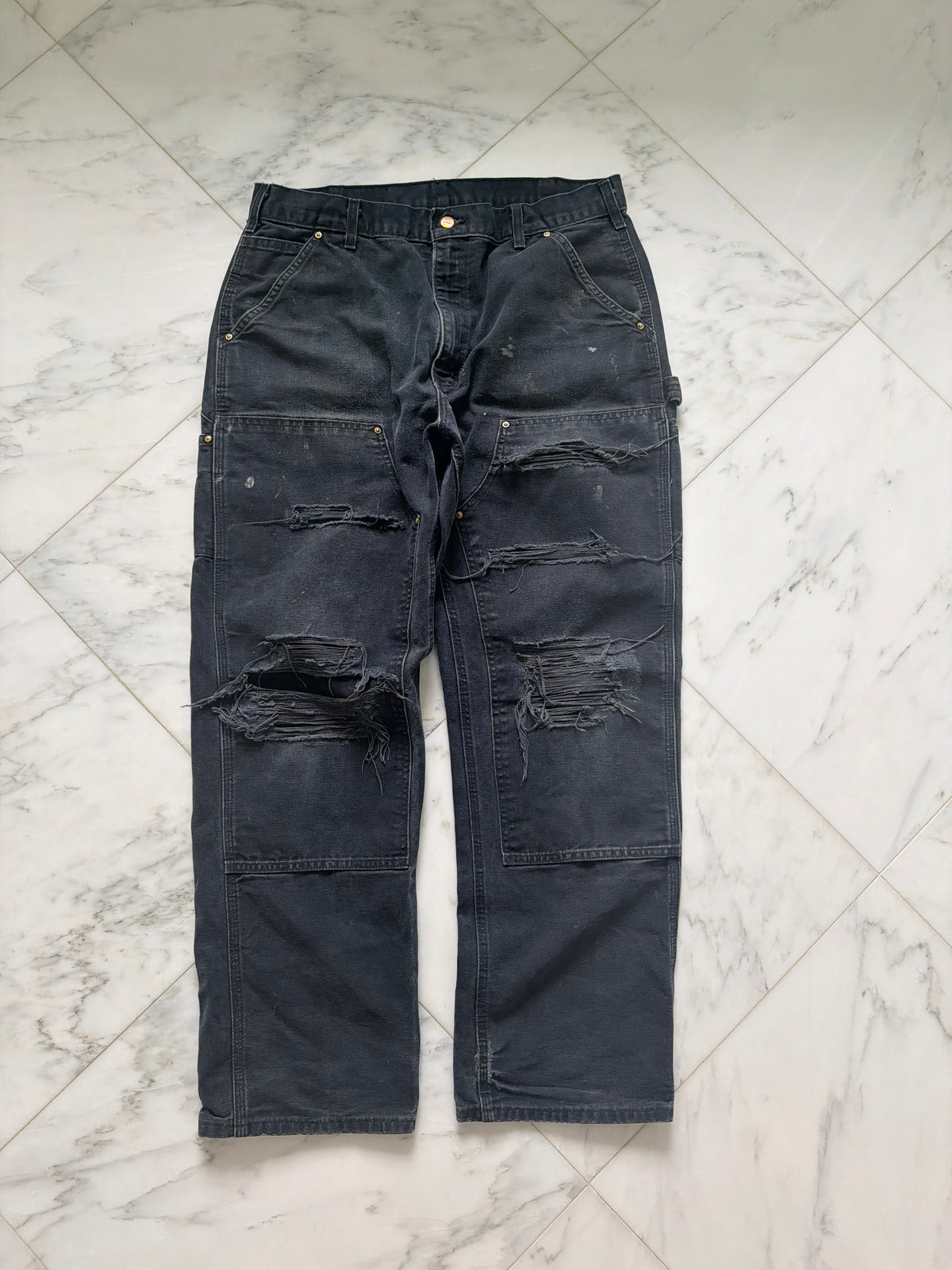 Faded and Thrashed Black Double Knee | 36x32