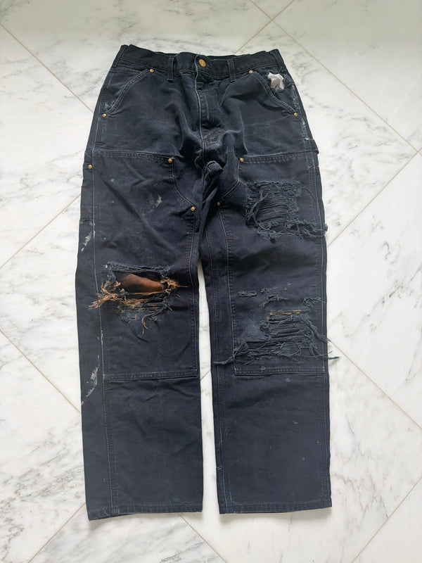 Faded and Thrashed Black Double Knee | 30x30