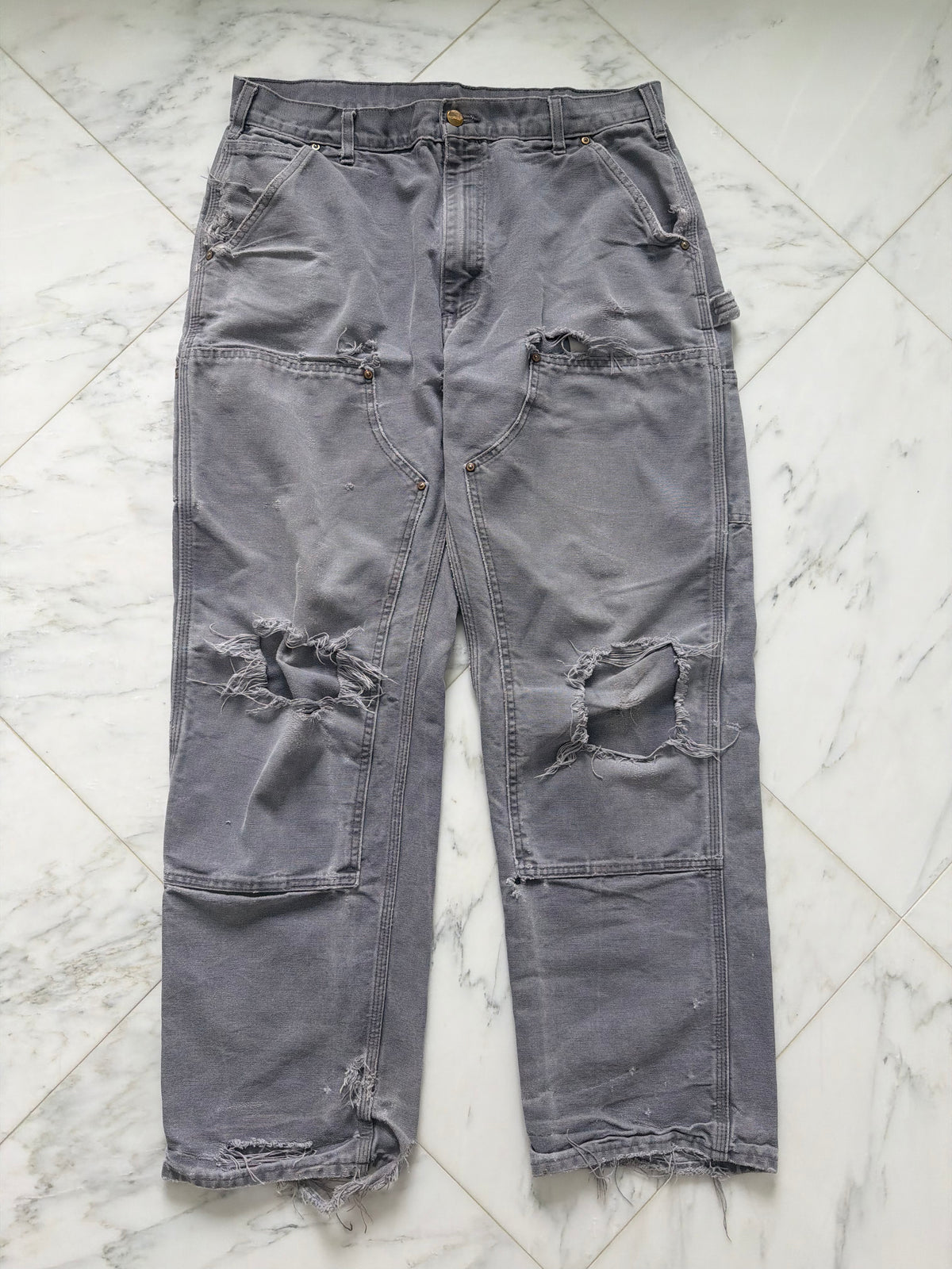 Faded and Thrashed Grey Double Knee | 36x32