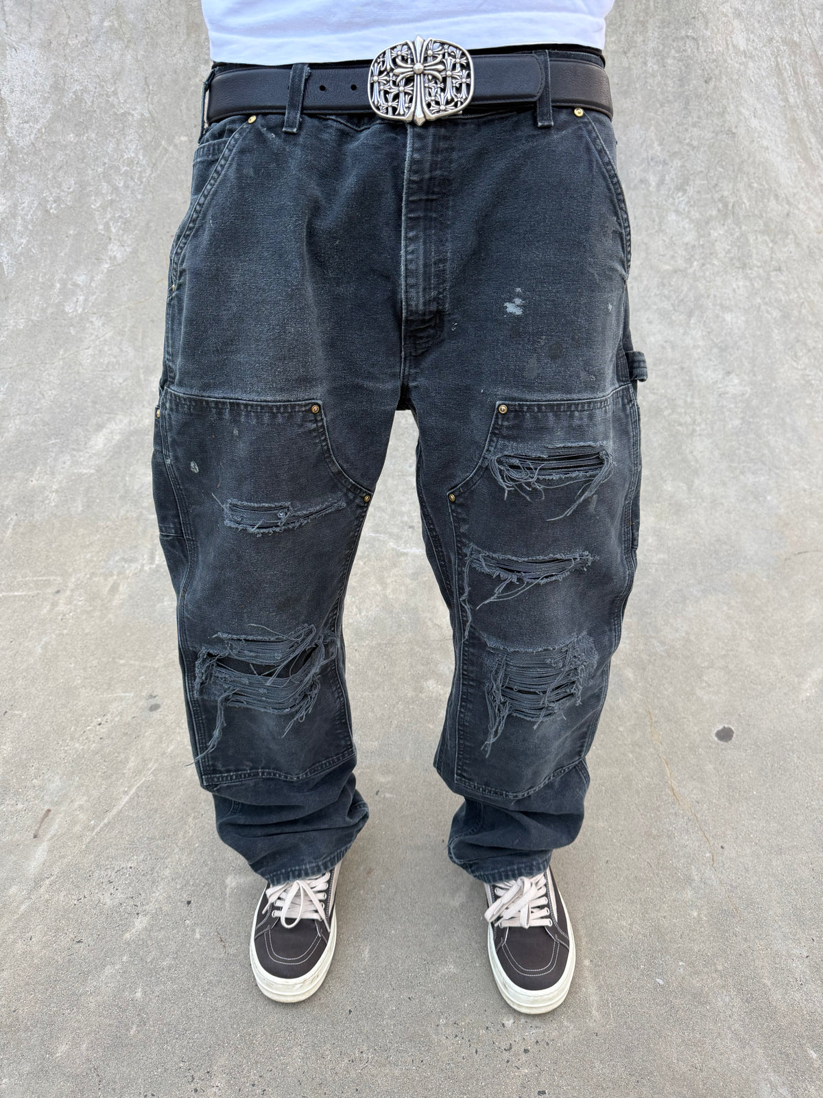 Faded and Thrashed Black Double Knee | 36x32