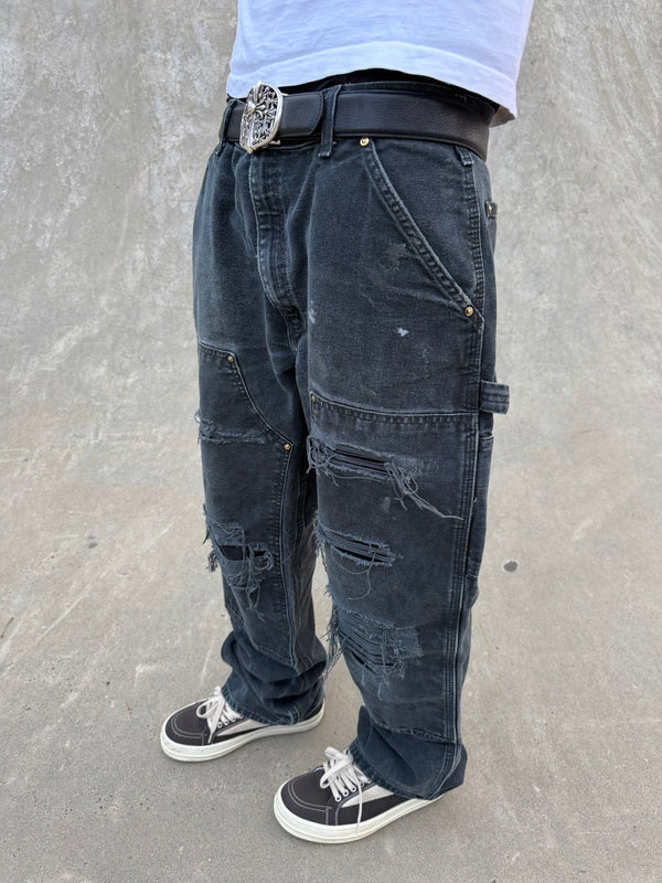 Faded and Thrashed Black Double Knee | 36x32
