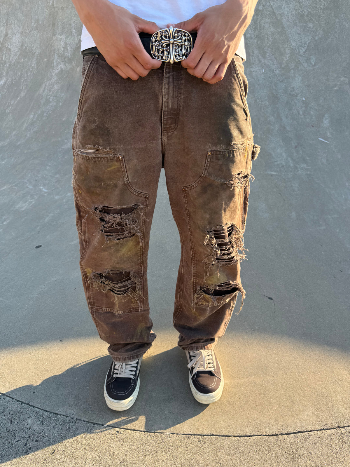 Faded and Thrashed Brown Double Knee | 32x30