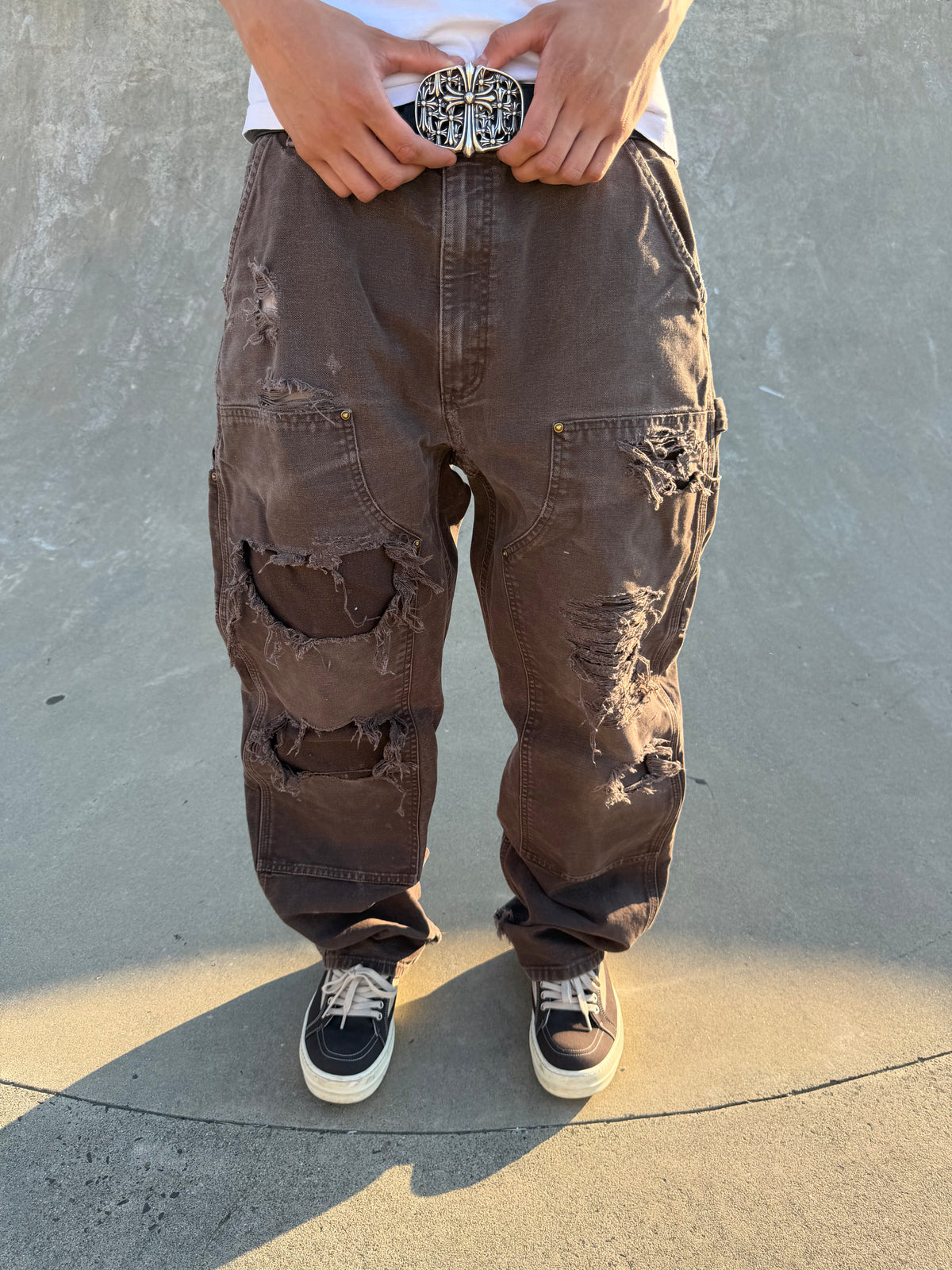 Faded and Thrashed Brown Double Knee | 36x34