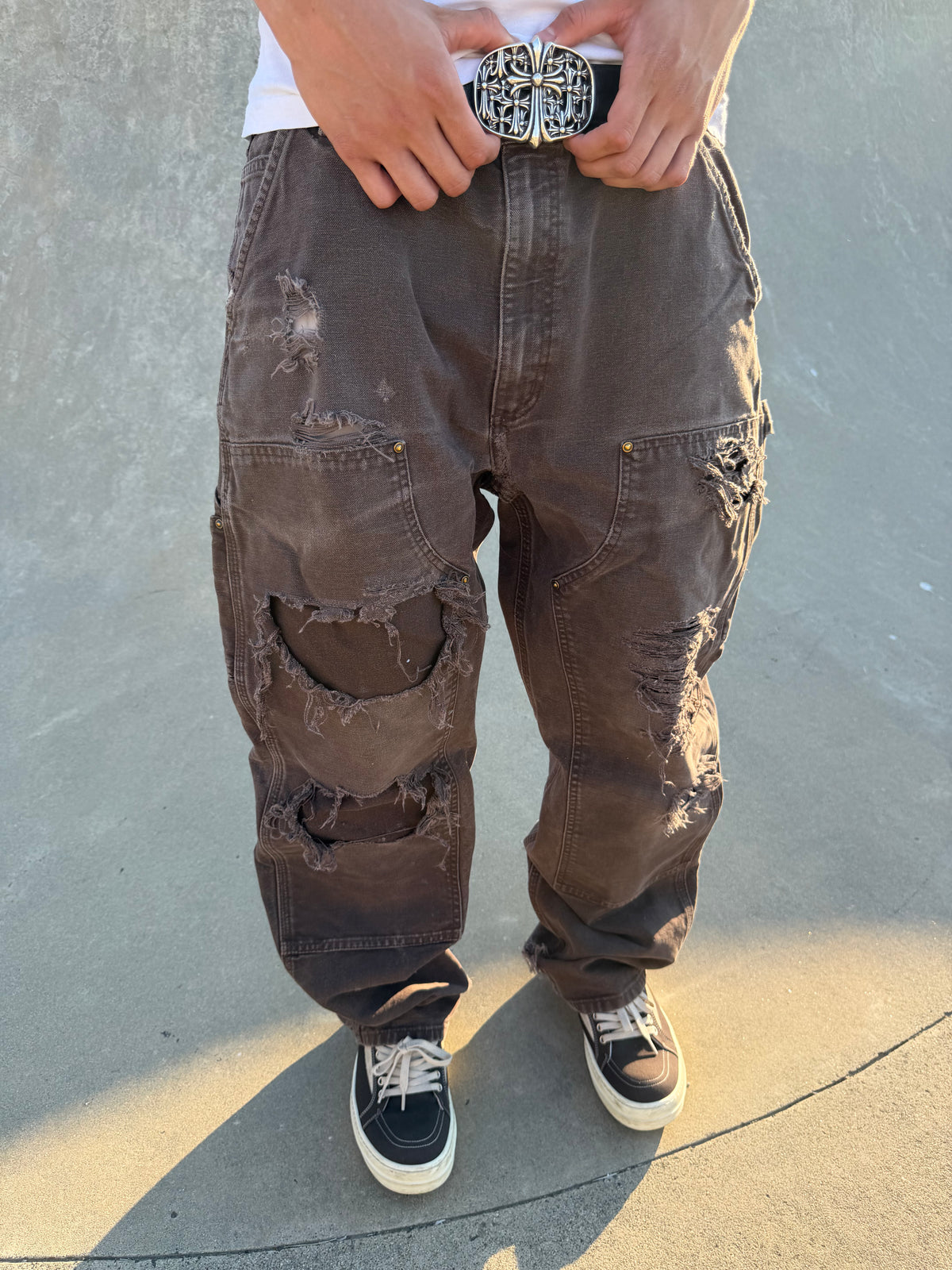 Faded and Thrashed Brown Double Knee | 36x34