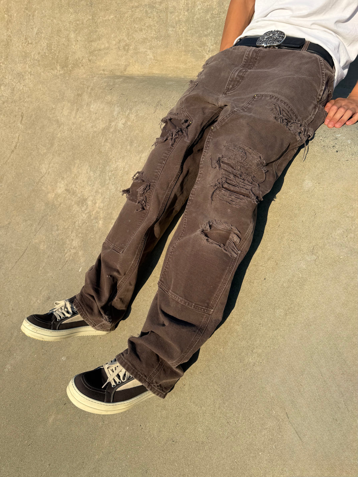 Faded and Thrashed Brown Double Knee | 36x34
