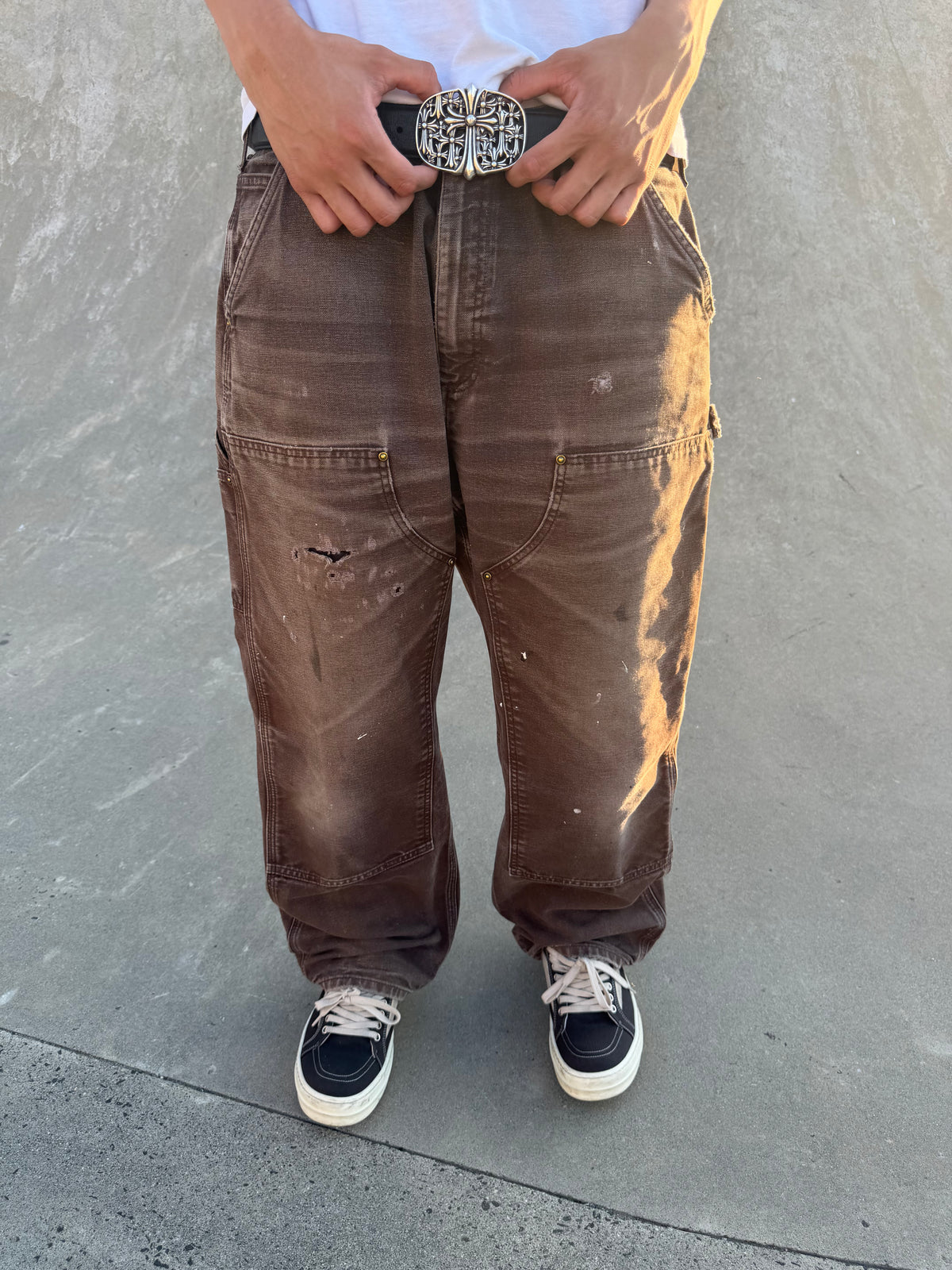 Faded and Thrashed Brown Double Knee | 36x30