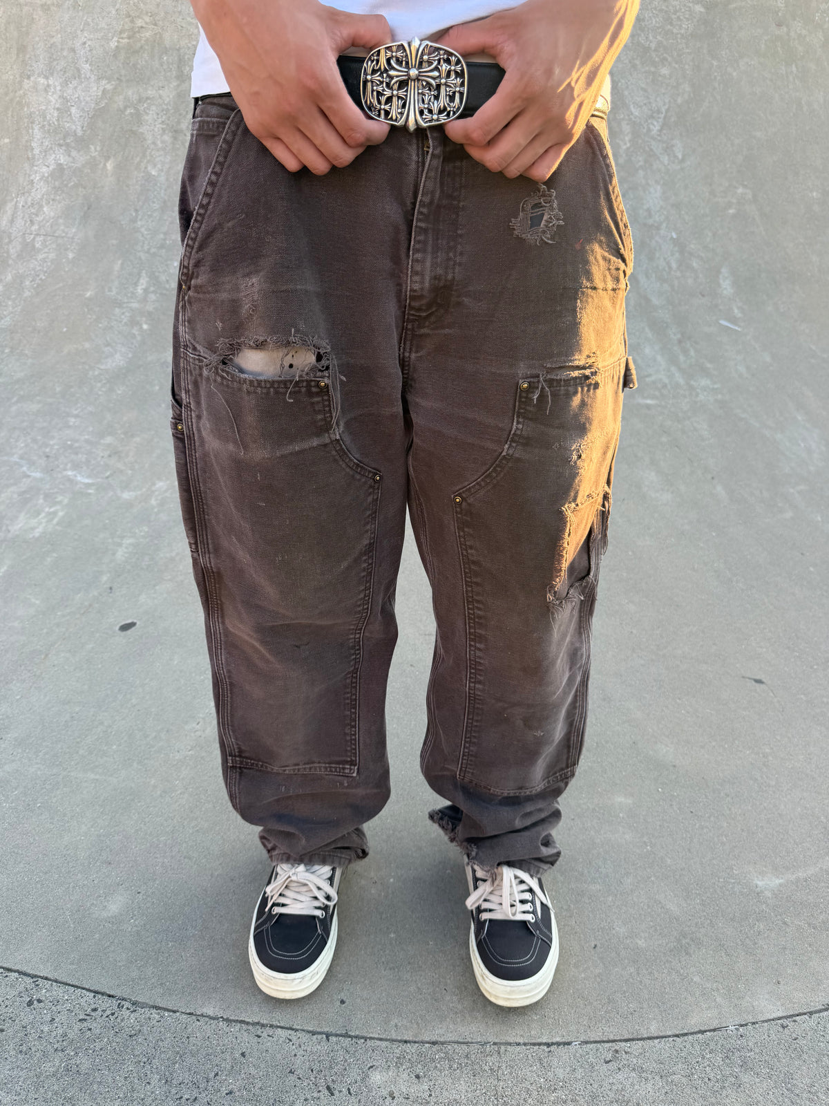 Faded and Thrashed Brown Double Knee | 34x32