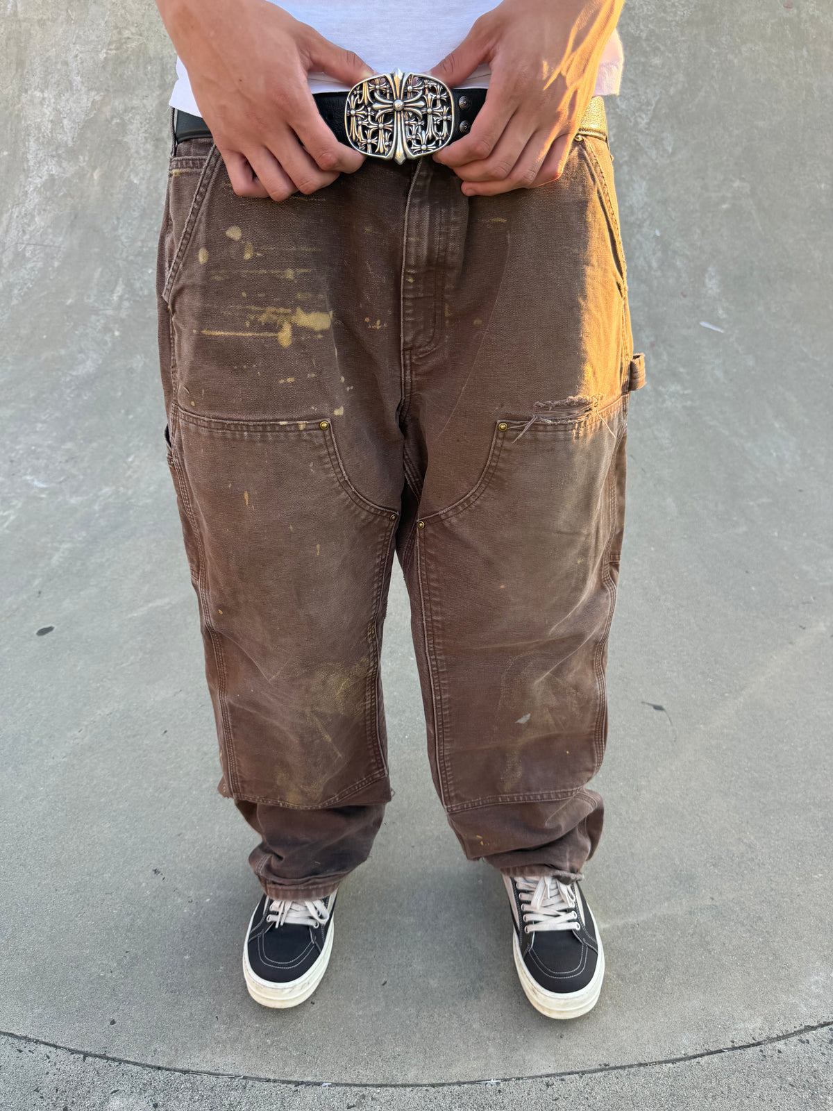 Faded and Thrashed Brown Double Knee | 36x30
