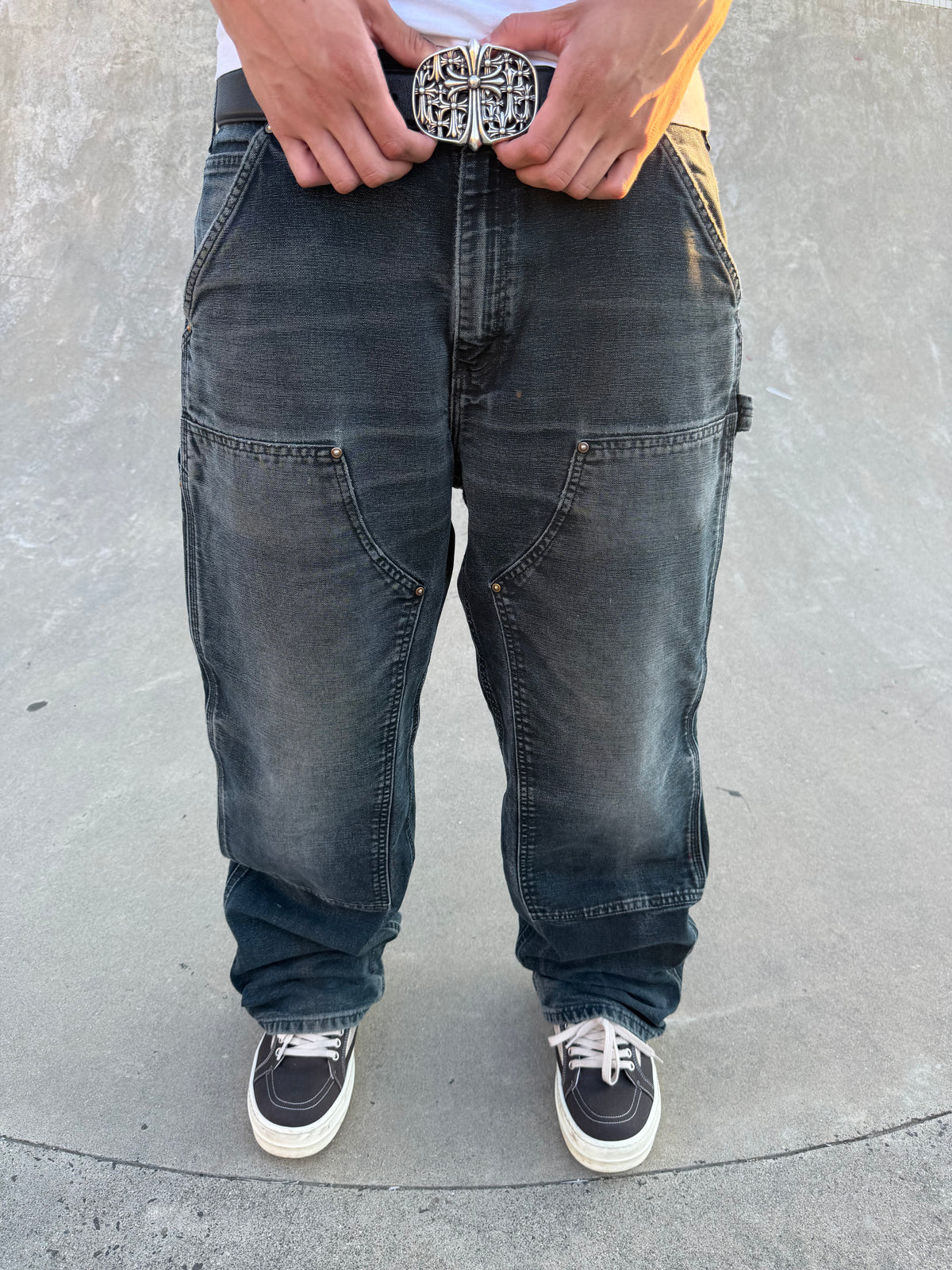 Faded and Thrashed Black Double Knee | 34x30