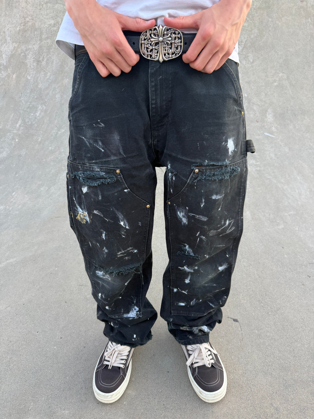 Faded and Thrashed Black Double Knee | 31x30