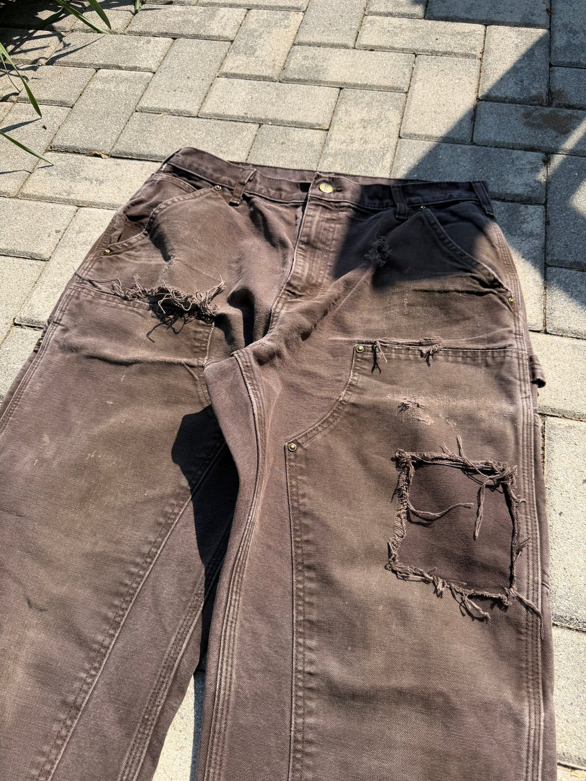 Faded and Thrashed Brown Double Knee | 34x32