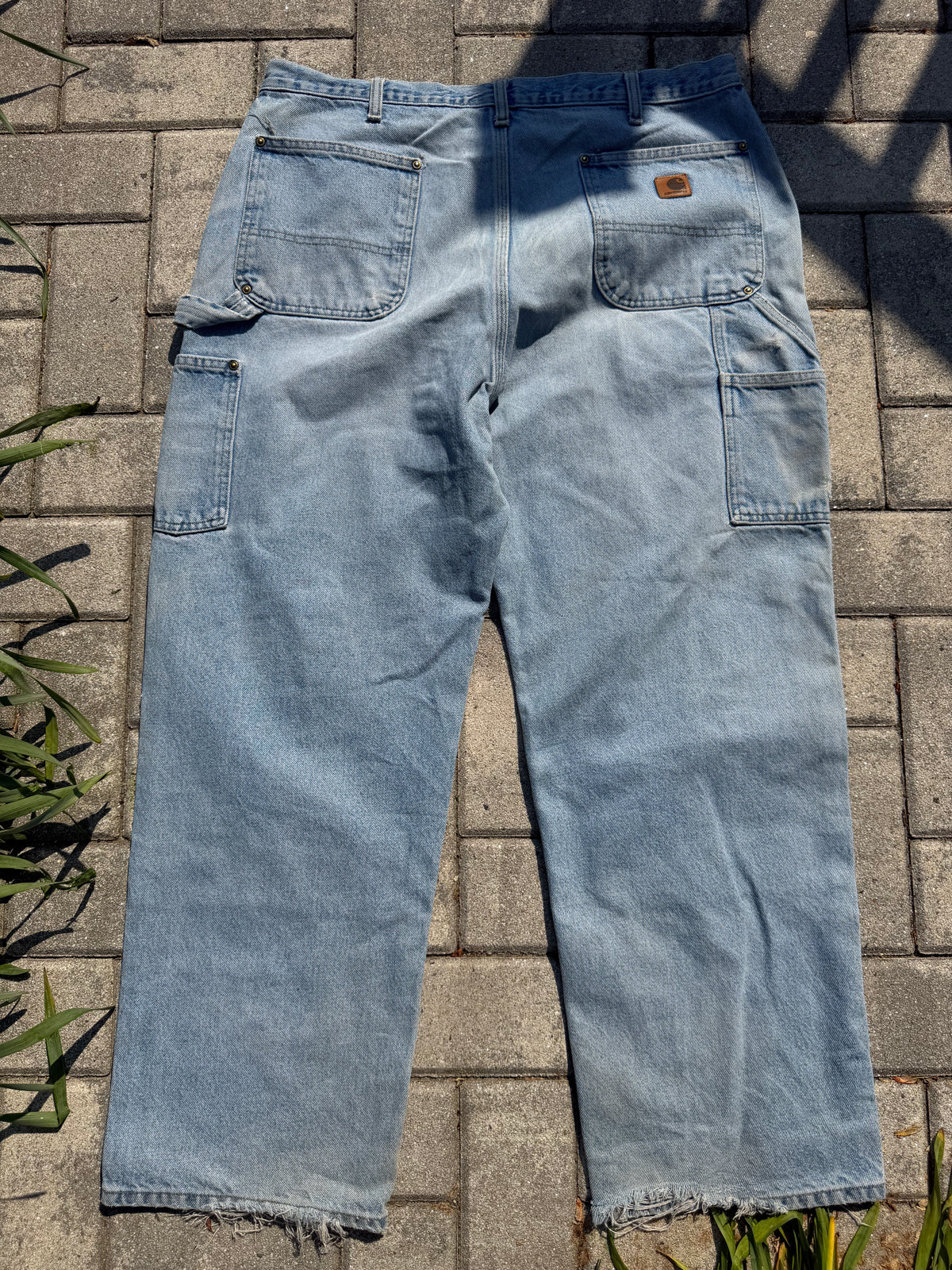 Faded and Thrashed Denim Double Knee | 38x30
