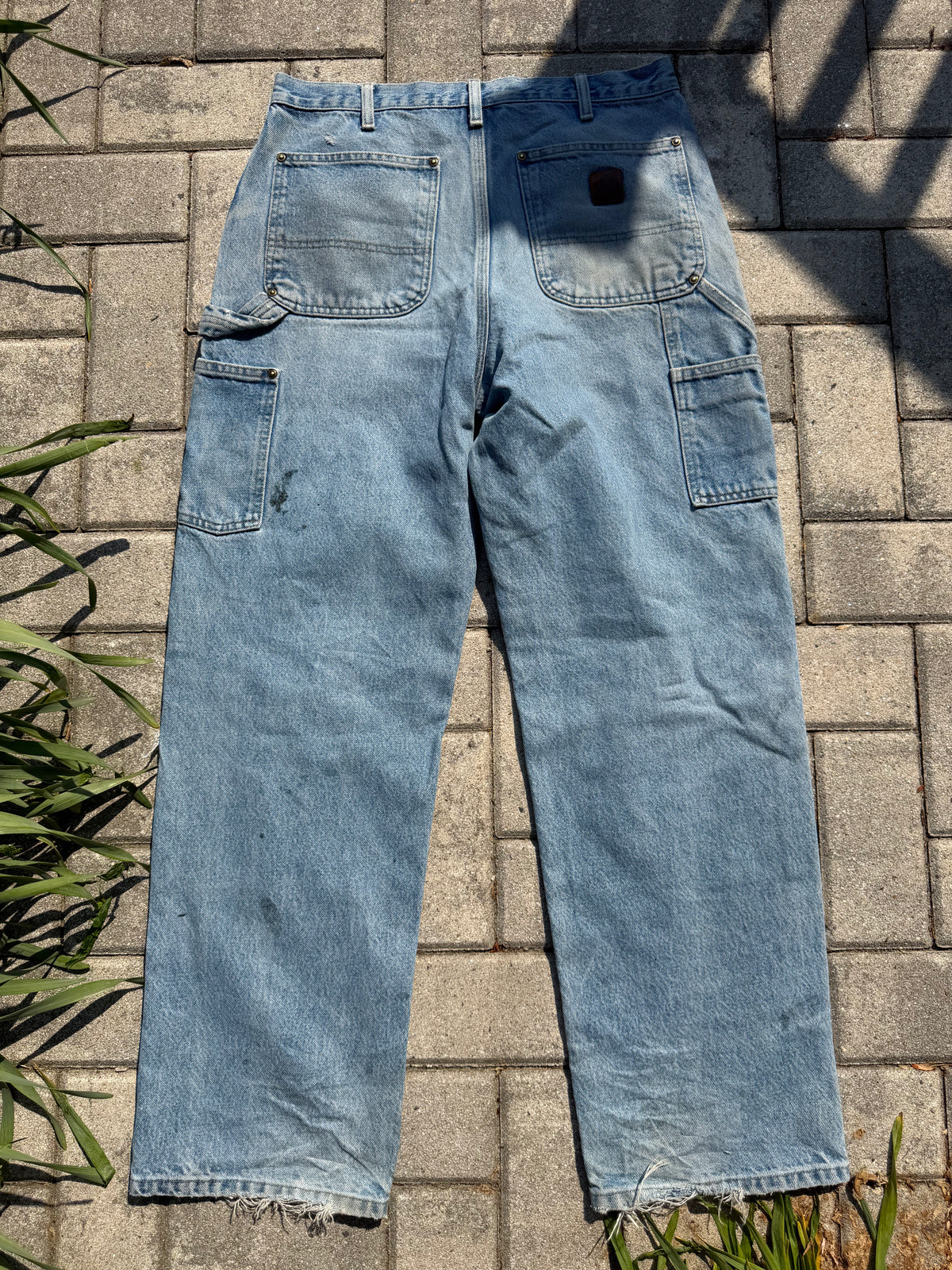 Faded and Thrashed Denim Double Knee | 32x32