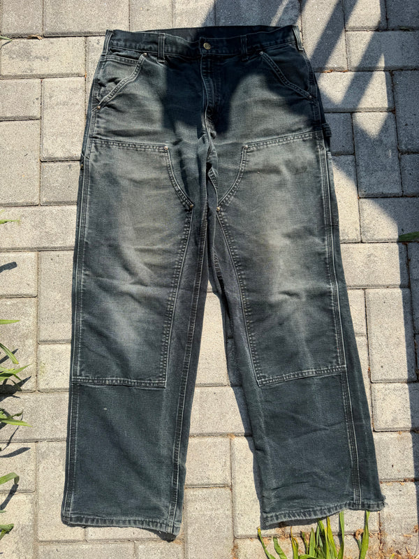 Faded and Thrashed Black Double Knee | 34x30