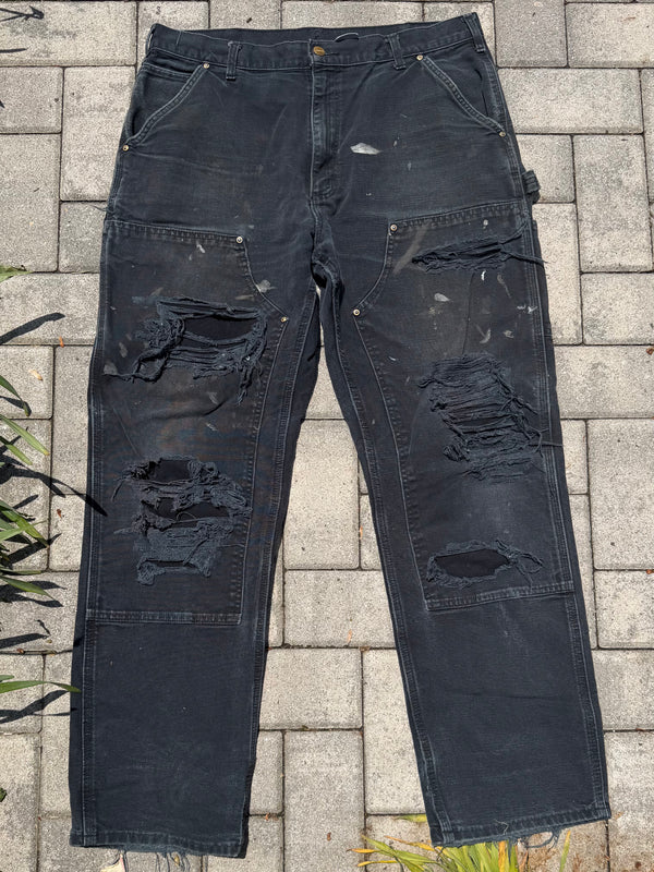 Faded and Thrashed Black Double Knee | 36x30