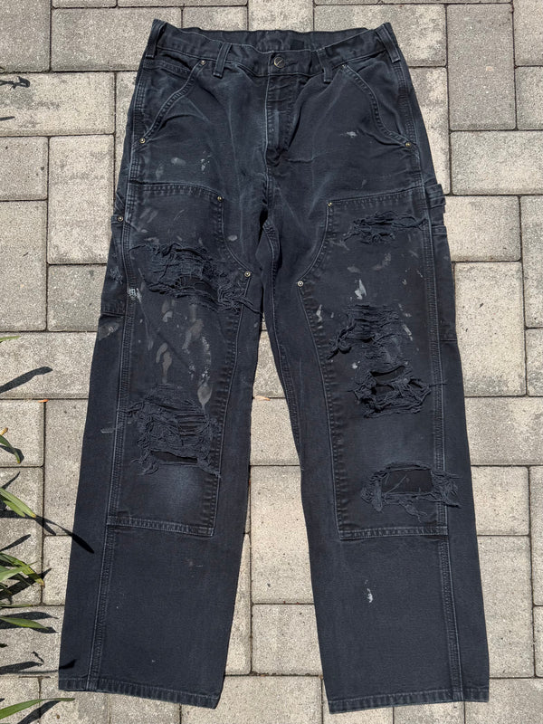 Faded and Thrashed Black Double Knee | 30x30