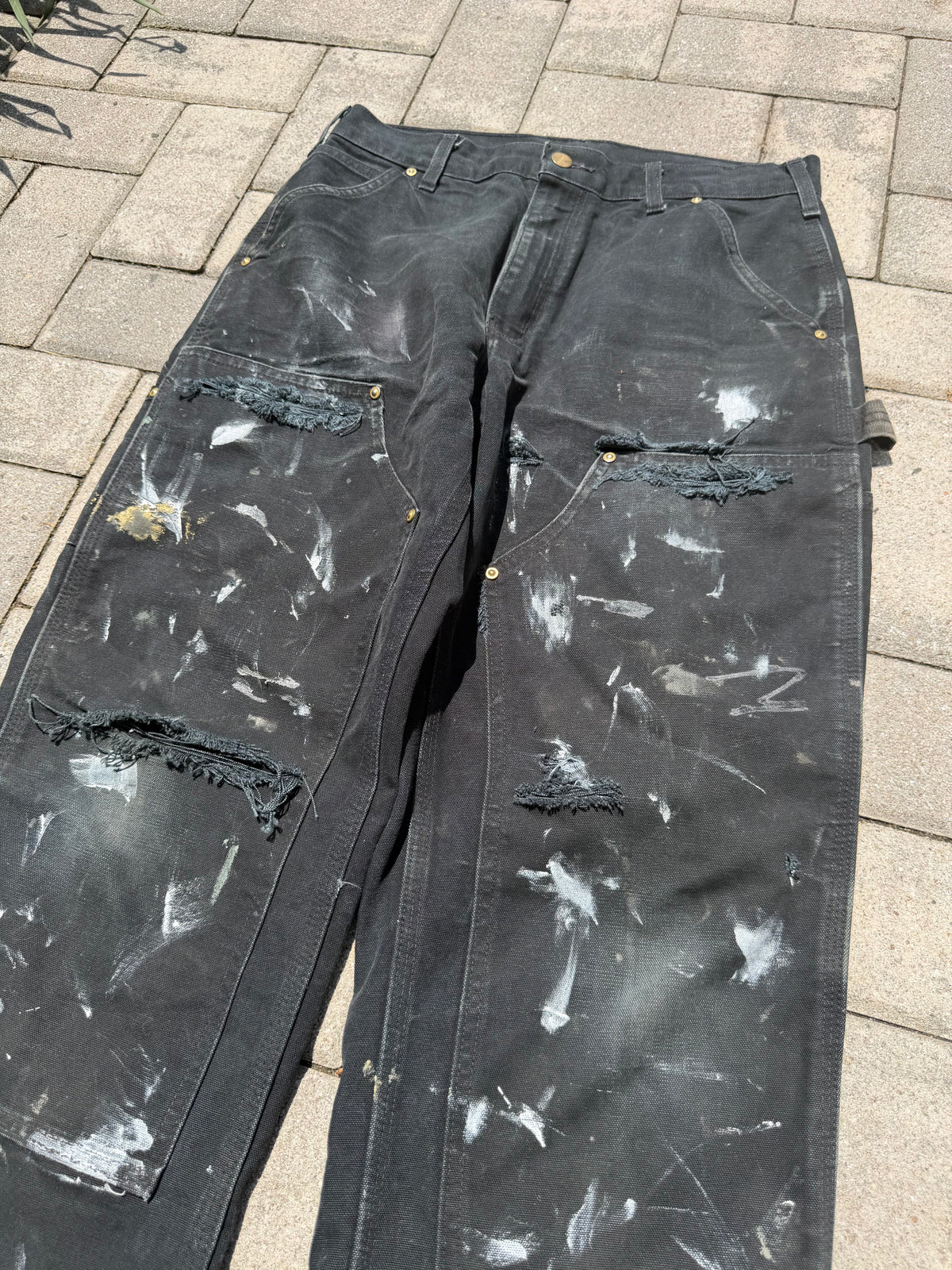 Faded and Thrashed Black Double Knee | 31x30