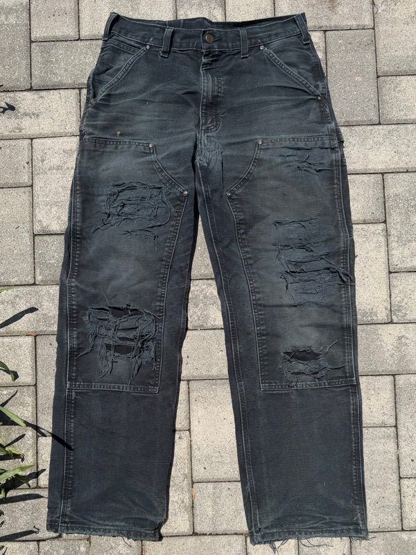 Faded and Thrashed Black Double Knee | 30x30