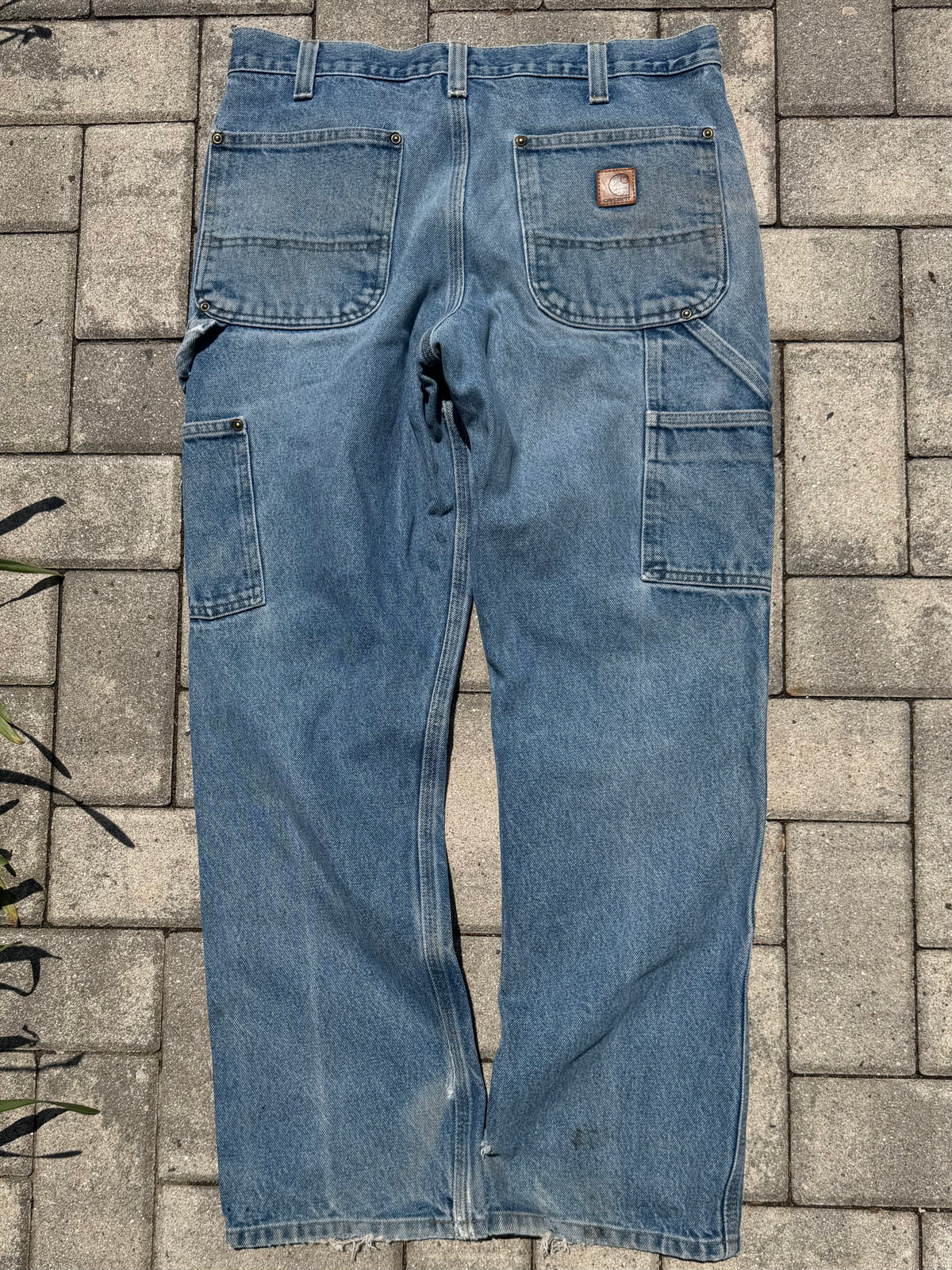 Faded and Thrashed Denim Double Knee | 32x30