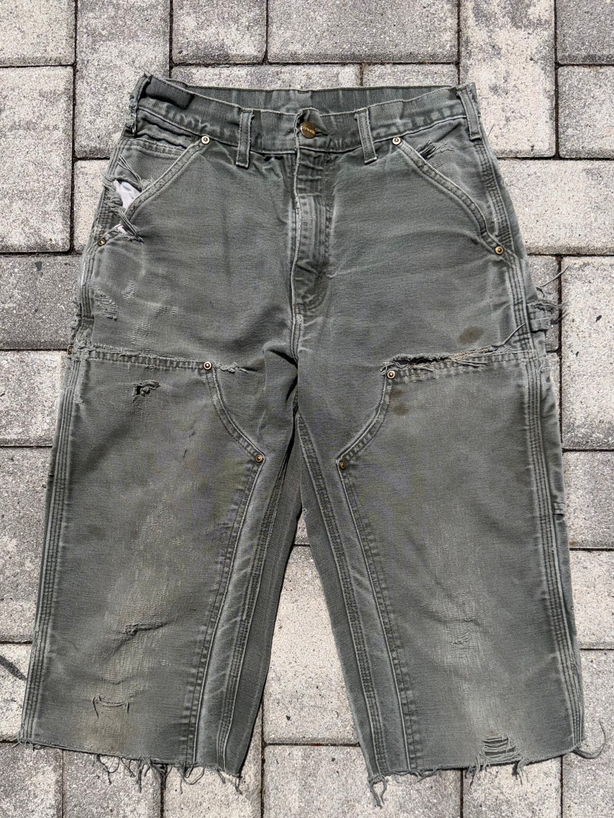 Faded and Thrashed Matcha Double Knee Capri | 28
