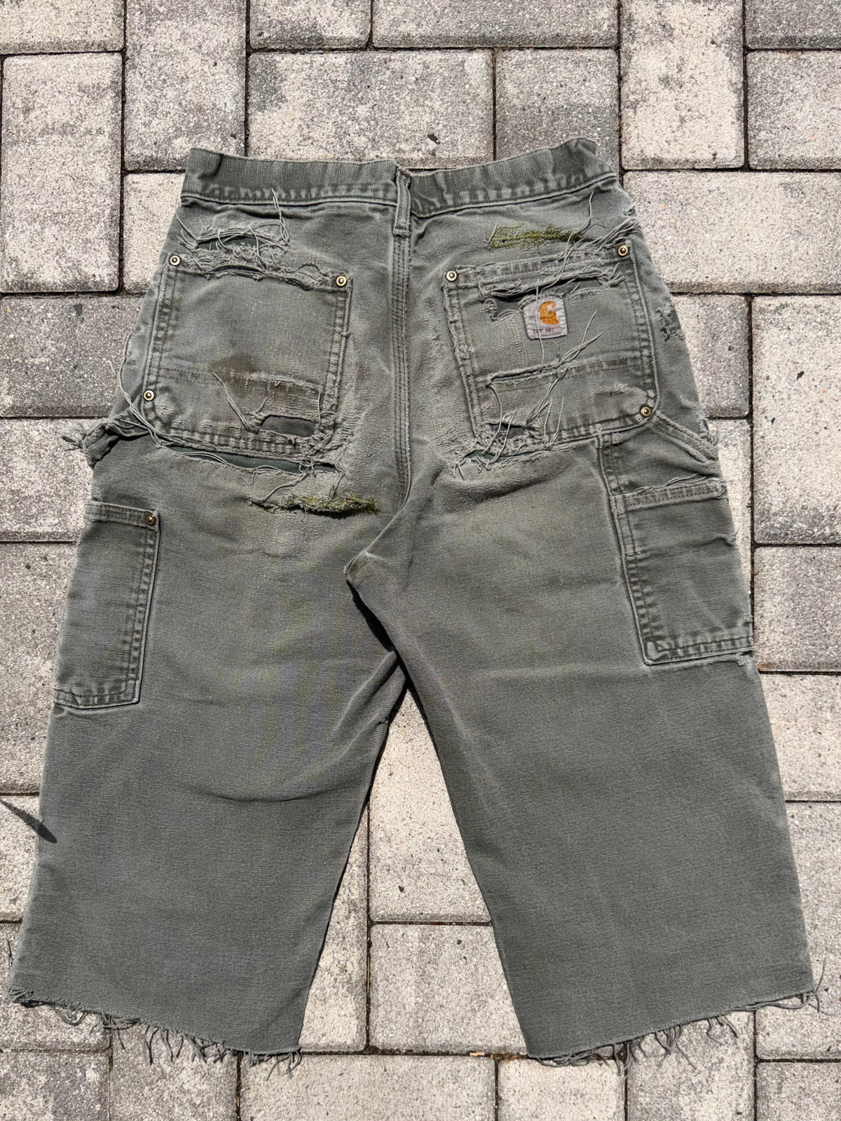 Faded and Thrashed Matcha Double Knee Capri | 28