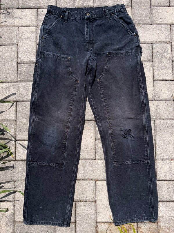 Faded and Thrashed Black Double Knee | 34x34