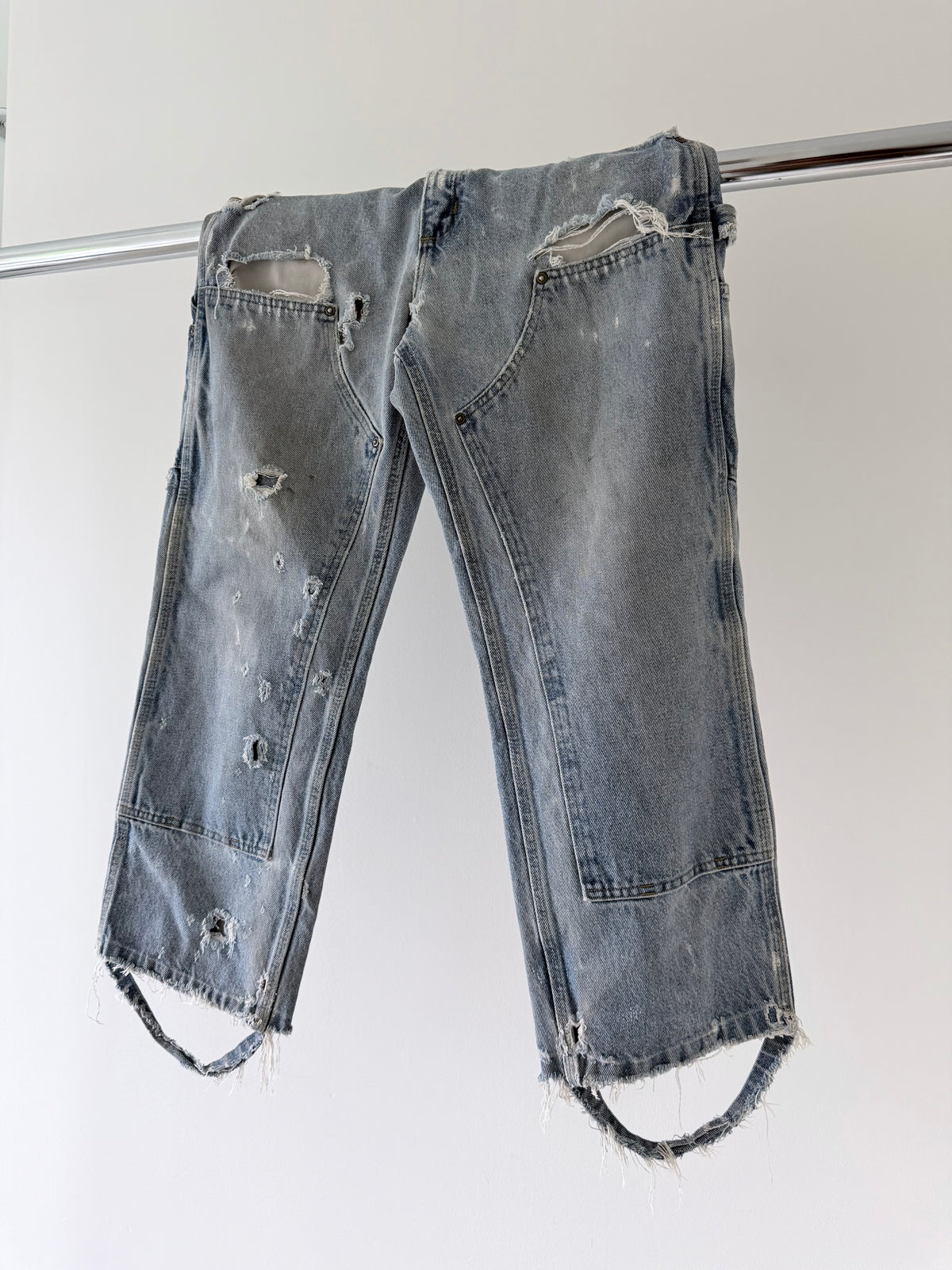Faded and Thrashed Denim Double Knee | 30x32