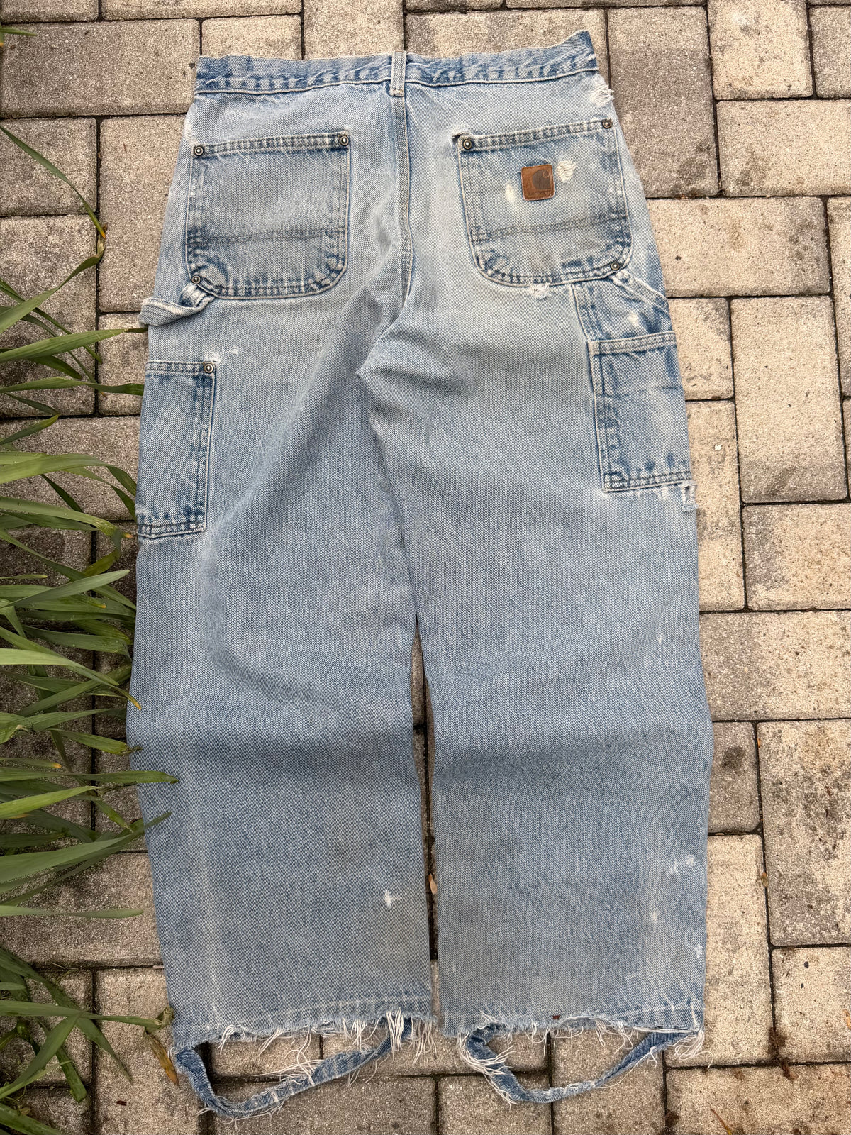 Faded and Thrashed Denim Double Knee | 30x32