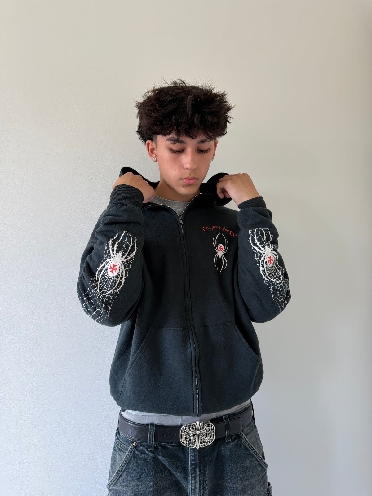 West Coast Choppers Spider Zip Up Hoodie - L (24x27)